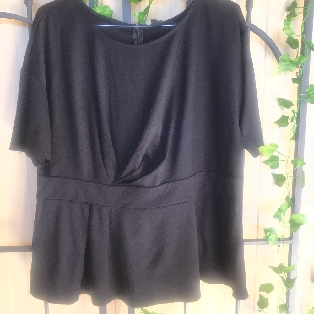 Worthington Top 2X Black Peplum Dress Up Down NWOT